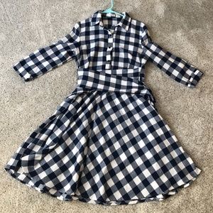 Gingham Plaid 3/4 Sleeve Dress w/ wrap belt - M